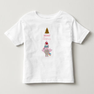 T-shirt Pour Les Tous Petits Licorne de Noël Chapeau de Père Noël Paillettes Do