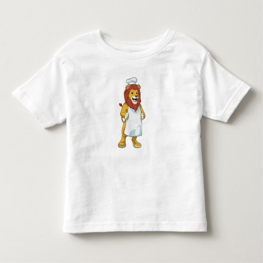 T-shirt Pour Les Tous Petits Lion as Cook with Chef Cooking apron (Devant)
