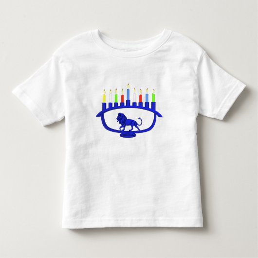 T-shirt Pour Les Tous Petits Lion bleu Menorah (Devant)