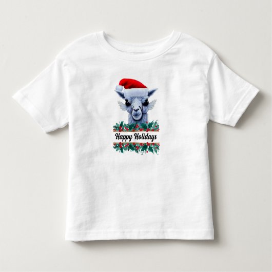 T-shirt Pour Les Tous Petits Llama Avec Chapeau Du Père Noël (Devant)