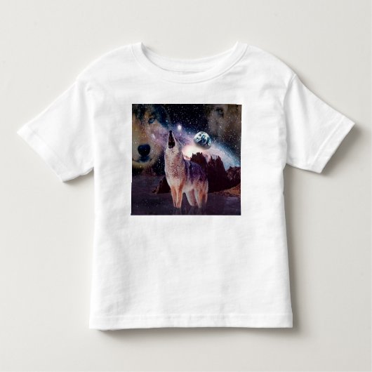 T-shirt Pour Les Tous Petits Loup hurlant à travers l'univers (Devant)