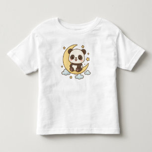 T-shirt Pour Les Tous Petits Lune Panda - Panda mignonne assis sur le croissant
