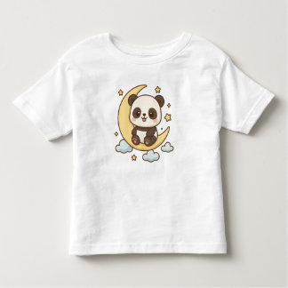 T-shirt Pour Les Tous Petits Lune Panda - Panda mignonne assis sur le croissant