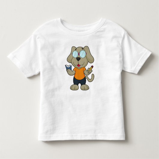 T-shirt Pour Les Tous Petits Lunettes de livre Nerd de chien (Devant)