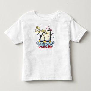 T-shirt Pour Les Tous Petits Ma grand-mère m'aime pingouin