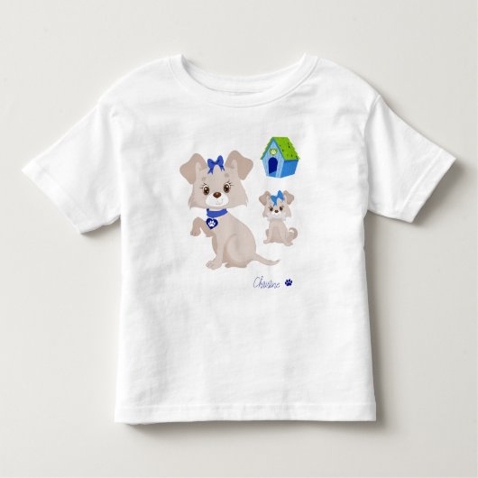 T-shirt Pour Les Tous Petits Maman Chien Adorable avec Chiot (Devant)