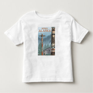 T-shirt Pour Les Tous Petits Mâts totémiques de l'Alaska - Sitka, Alaska