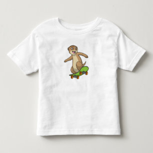 T-shirt Pour Les Tous Petits Meerkat comme Patineur avec Skateboard