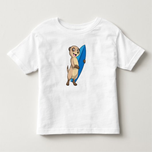 T-shirt Pour Les Tous Petits Meerkat comme surfeur avec Surfer (Devant)