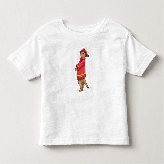 T-shirt Pour Les Tous Petits Meerkat en tant que pompier avec casque (Devant)