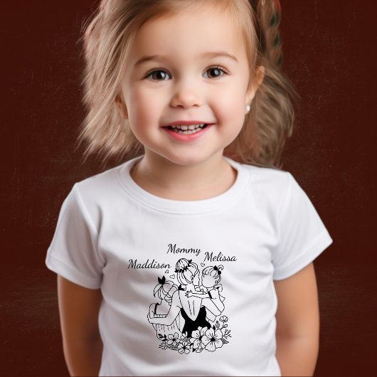 T-shirt Pour Les Tous Petits Mère Et Filles Alignent L'Art Avec Les Noms