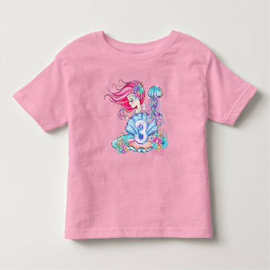 T-shirt Pour Les Tous Petits Mermaid 3e anniversaire Modifier Modifier Modifier (Devant)