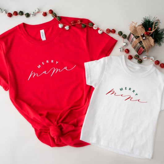 T-shirt Pour Les Tous Petits Merry Mini joli Script Toddler Christmas Shirt