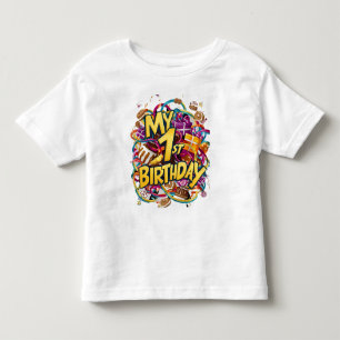 T-shirt Pour Les Tous Petits Mes gâteaux de cookies d'anniversaire 1 et ballons