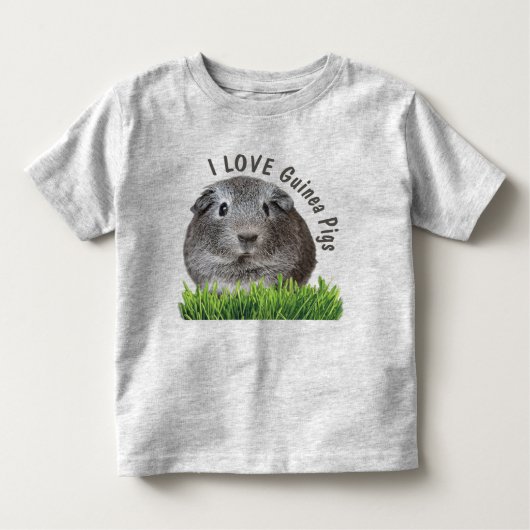 T-shirt Pour Les Tous Petits Mignon J'AIME Les Cochons de Guinée Texte gris per (Devant)