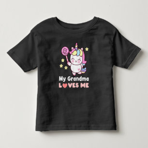 T-shirt Pour Les Tous Petits Mignon Ma grand-mère m'aime Licorne