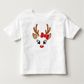 T-shirt Pour Les Tous Petits Mignonne fille Reindeer visage (Devant)