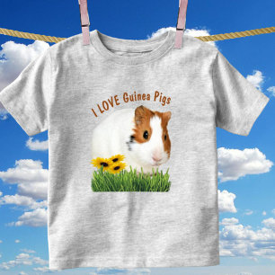 T-shirt Pour Les Tous Petits Mignonne J'AIME Guinée Pigs Tournesol Personnalisé