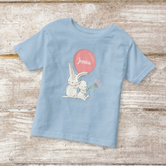 T-shirt Pour Les Tous Petits Mignonne petite fille lapin avec nom