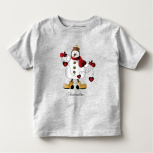 T-shirt Pour Les Tous Petits Mignonne Red Christmas Snowman