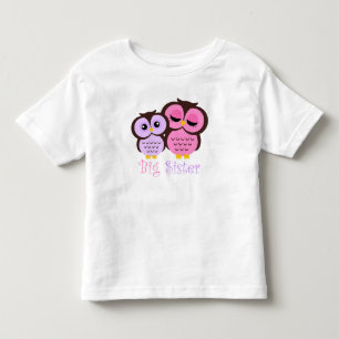 T-shirt Pour Les Tous Petits Mignons hiboux roses et violets Grande Sœur
