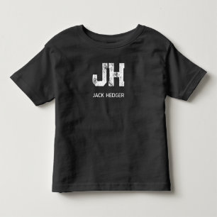 T-SHIRT POUR LES TOUS PETITS MINIMALISTE BLANC MONOGRAMME À DEUX LETTRES NOM NO