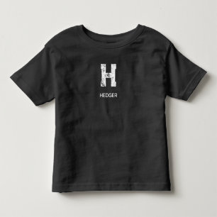 T-SHIRT POUR LES TOUS PETITS MINIMALISTE BLANC UNE LETTRE MONOGRAMME NOM NOIR