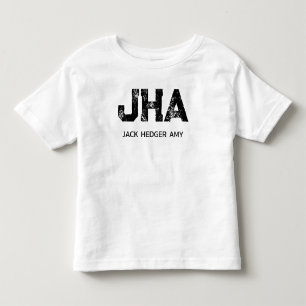 T-SHIRT POUR LES TOUS PETITS MINIMALISTE NOIR MONOGRAMME À TROIS LETTRES NOM BL