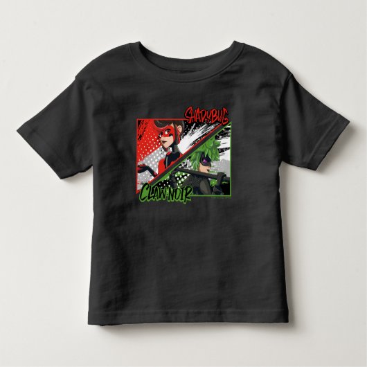 T-shirt Pour Les Tous Petits Miraculous Re-verse Shadybug & Claw Noir (Devant)
