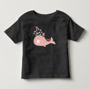 T-shirt Pour Les Tous Petits Mlle Baleine Rose Fantaisiste Monogramme Bébé Fill