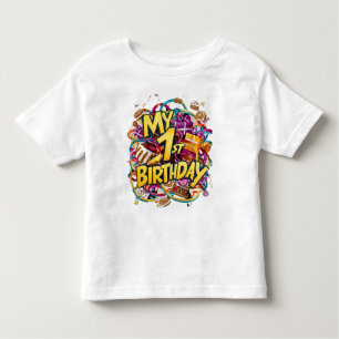 T-shirt Pour Les Tous Petits Mon 1Er Anniversaire Gâteau Et Ballons