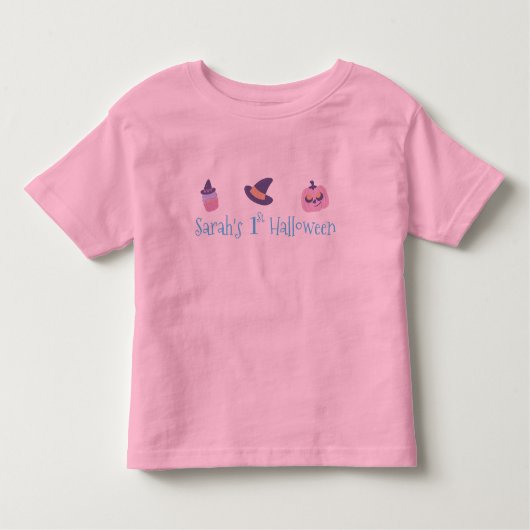 T-shirt Pour Les Tous Petits Mon 1er Citrouille rose Halloween personnalisé (Devant)