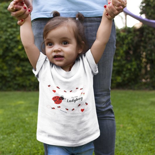 T-shirt Pour Les Tous Petits Mon petit Ladybug rouge et noir avec nom