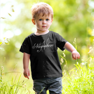 T-shirt Pour Les Tous Petits Monogramme de nom personnalisé noir et blanc uniqu