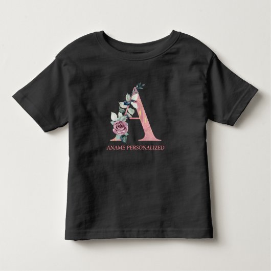T-shirt Pour Les Tous Petits Monogramme floral Nom Lettres Agate rose (Devant)