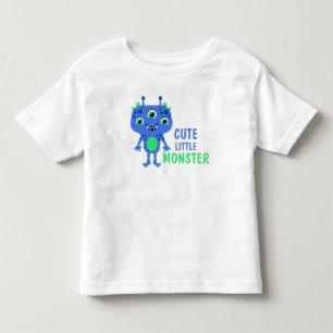 T-shirt Pour Les Tous Petits Monstre Mignon Petit Yeux 3 Enfants Bleu Vert