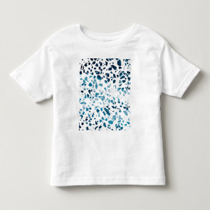 T-shirt Pour Les Tous Petits Mosaïque abstraite Terrazzo motif bleu marine et b