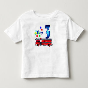 T-shirt Pour Les Tous Petits Moteur d'incendie de 3e anniversaire