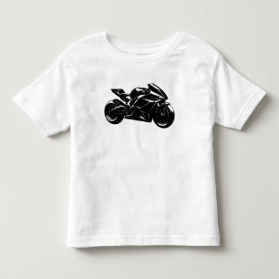 T-shirt Pour Les Tous Petits Motocyclette Futuriste Vecteur Noir Blanc