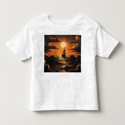 T-shirt Pour Les Tous Petits Navire naviguant la nuit (Devant)