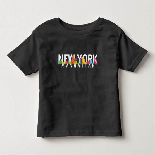 T-shirt Pour Les Tous Petits New York Manhattan skyline avec palmiers (Devant)