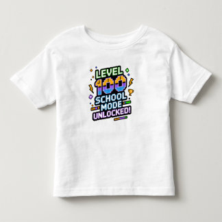 T-shirt Pour Les Tous Petits Niveau 100 Mode École Débloqué 100ème Jour d'École