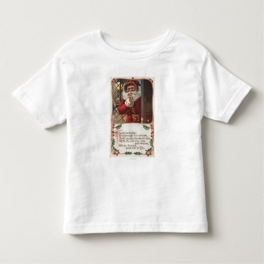 T-shirt Pour Les Tous Petits Noël GreetingSanta avec la main sur la barbe (Devant)