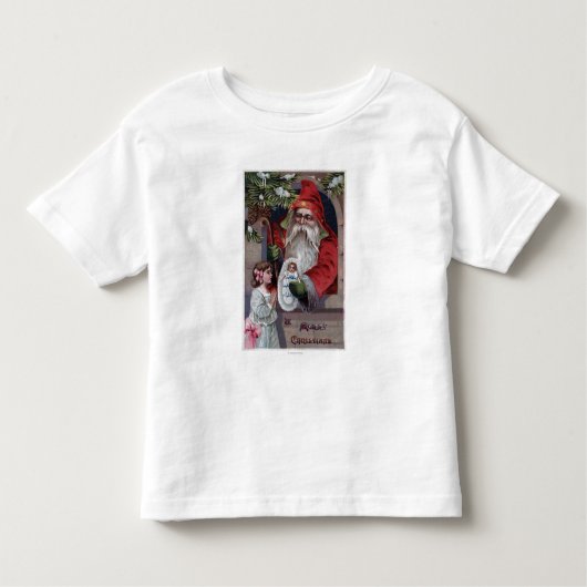 T-shirt Pour Les Tous Petits Noël GreetingSanta donnant la poupée (Devant)