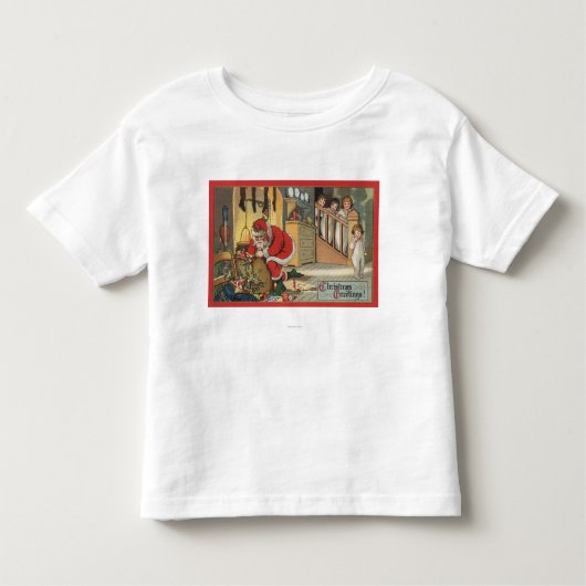 T-shirt Pour Les Tous Petits Noël GreetingSanta retirant des cadeaux (Devant)