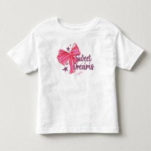 T-shirt Pour Les Tous Petits Nœud rose « Doux Rêves » Typographie Pailletée