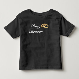 T-shirt Pour Les Tous Petits Noir et blanc Porteur d'anneau Mariage or