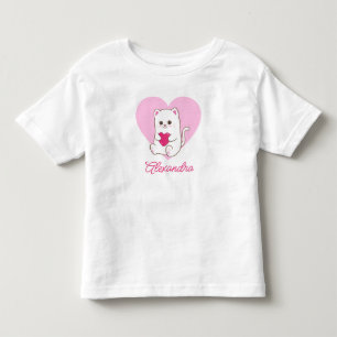 T-shirt Pour Les Tous Petits Nom de chat cœur rose mignon personnalisé Kawaii
