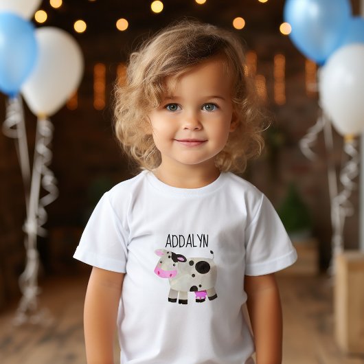 T-shirt Pour Les Tous Petits Nom de l'enfant de la vache mignonne