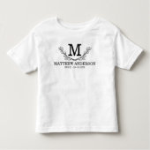 T-shirt Pour Les Tous Petits Nom noir et blanc personnalisé Monogramme Age (Devant)